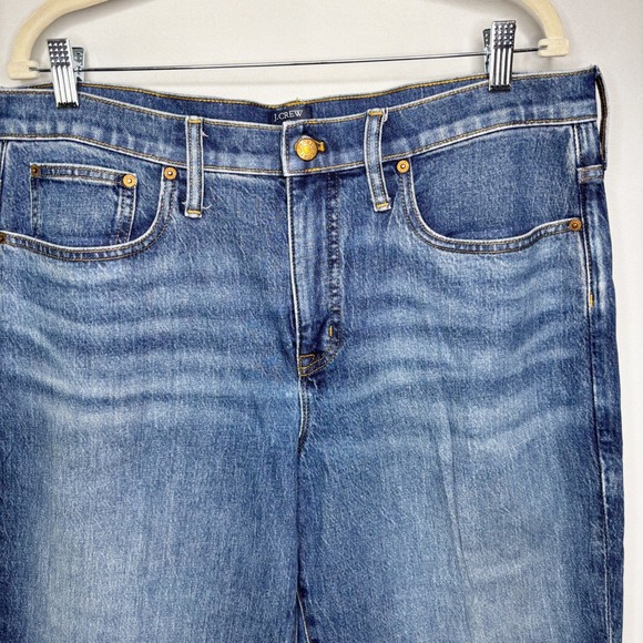 J.Crew Relaxed Boyfriend Jeans Womens Size 32 Blue Denim Distressed Cropped - Picture 3 of 9